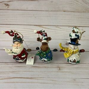 Festive Holiday Ornaments Set - Santa, Moose, and Snowman